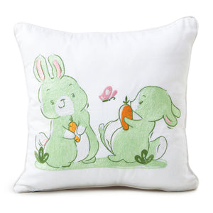 Green Bunny Twill Filled Cotton Pillow 1 Pcs