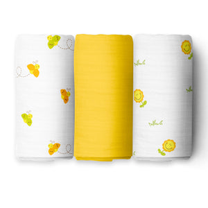 Sunflower 3 Design Swaddles 3 Pcs