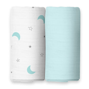 Moon & Blue Swaddles 2 Pcs