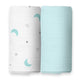 Moon & Blue Swaddles 2 Pcs