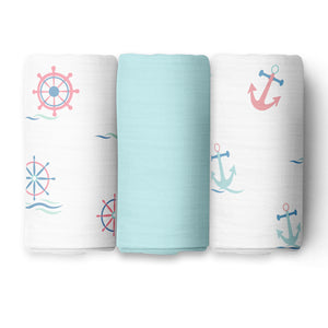 Anchor 3 Design Swaddles 3 Pcs