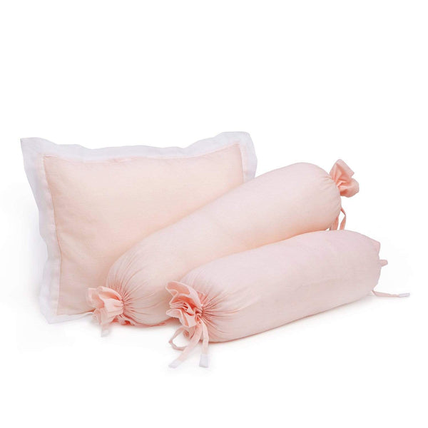 Solid Pink Bolster Pillow Set Organic Cotton The White Cradle